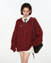 Cable Knit Polo Collar Pullover Sweater - COPPING THREADS - CT Select